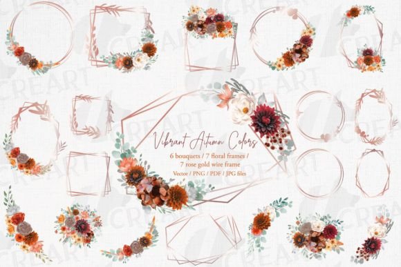 Autumn Floral Bouquets & Rose Gold Frames