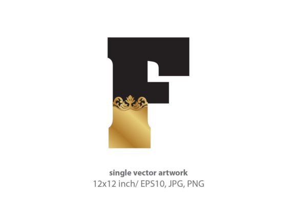 Black and Gold Baroque Letter F: Elevating Design with Timeless Elegance