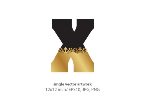 Black and Gold Baroque Letter X: Design Guide