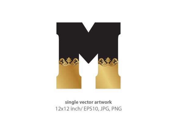Evaluating the Black and Gold Baroque Letter M for Professional Design Projects