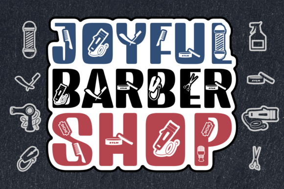 Joyful Barbershop: A Unique Decorative Font for Branding and Design