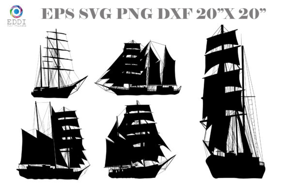 Sailing Ship Silhouette Set for Creators